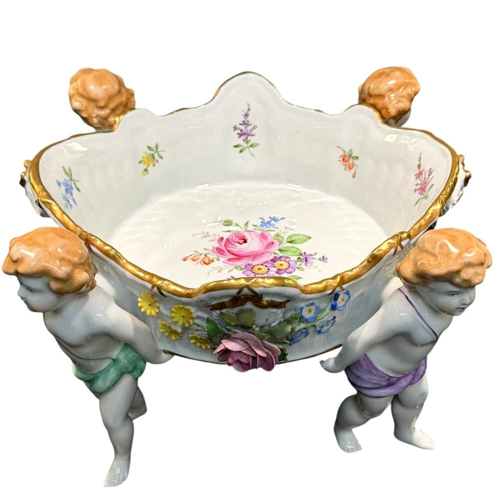 Von Schierholz Germany c. 1930–1945 Porcelain 4 Cherubs Handmalerei Centerpiece